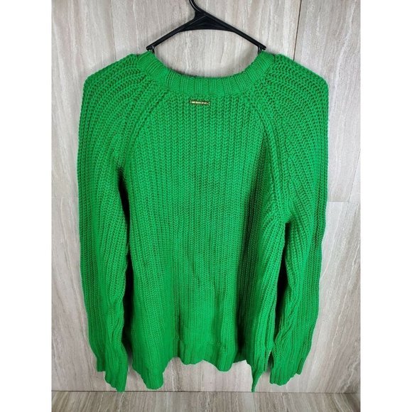 COPY - MICHAEL KORS Gold Stud Detail Dark Green Sweater Knit Top Size Large - Picture 2 of 11